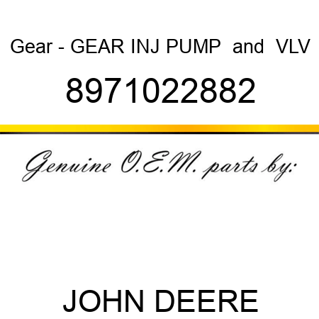 Gear - GEAR, INJ PUMP & VLV 8971022882