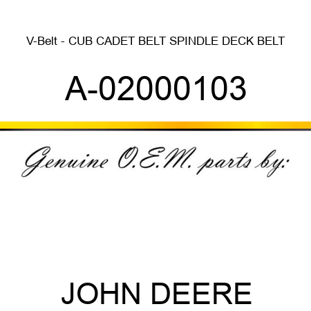 V-Belt - CUB CADET BELT, SPINDLE DECK BELT A-02000103