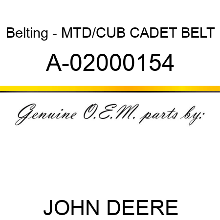 Belting - MTD/CUB CADET BELT A-02000154