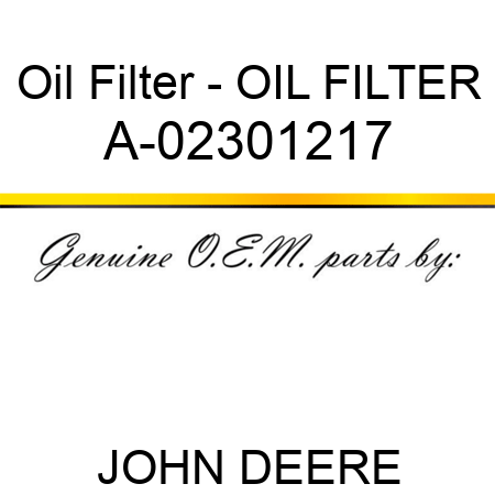 Oil Filter - OIL FILTER A-02301217