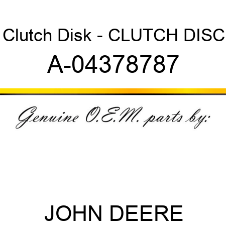 Clutch Disk - CLUTCH DISC A-04378787
