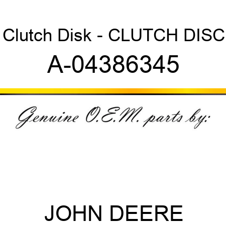 Clutch Disk - CLUTCH DISC A-04386345