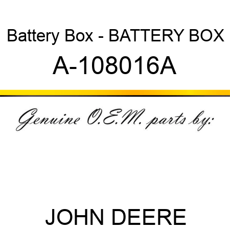 Battery Box - BATTERY BOX A-108016A