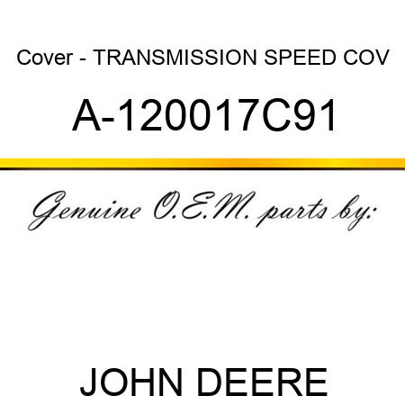 Cover - TRANSMISSION SPEED COV A-120017C91