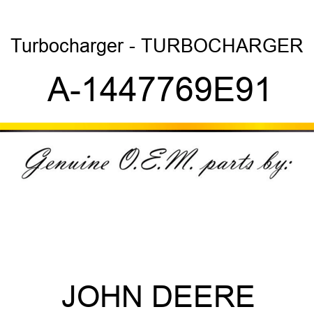 Turbocharger - TURBOCHARGER A-1447769E91