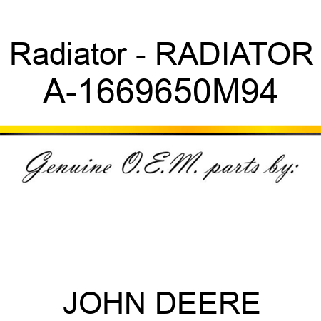 Radiator - RADIATOR A-1669650M94