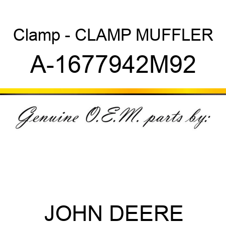 Clamp - CLAMP, MUFFLER A-1677942M92