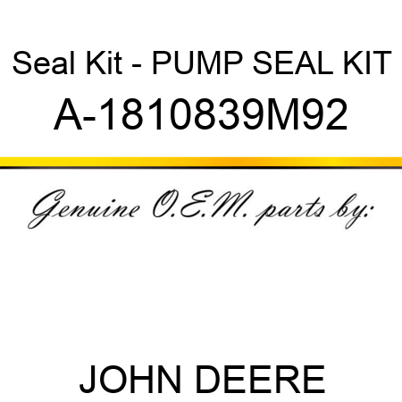 Seal Kit - PUMP SEAL KIT A-1810839M92