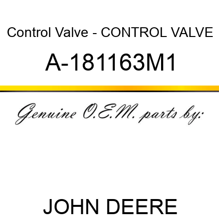 Control Valve - CONTROL VALVE A-181163M1
