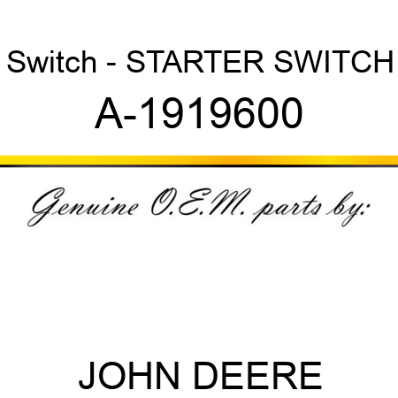 Switch - STARTER SWITCH A-1919600
