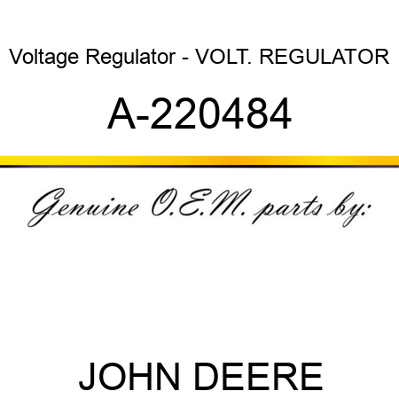 Voltage Regulator - VOLT. REGULATOR A-220484