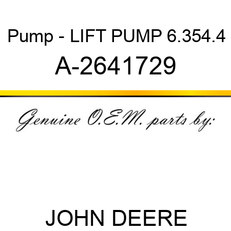 Pump - LIFT PUMP, 6.354.4 A-2641729