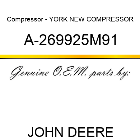 Compressor - YORK NEW COMPRESSOR A-269925M91