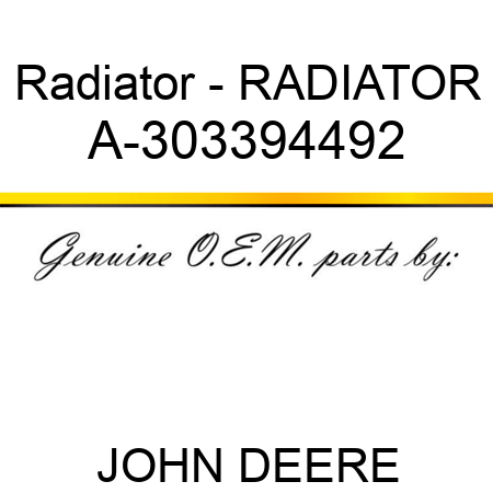 Radiator - RADIATOR A-303394492