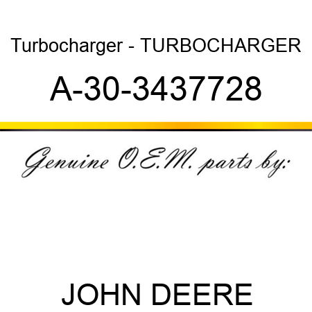 Turbocharger - TURBOCHARGER A-30-3437728
