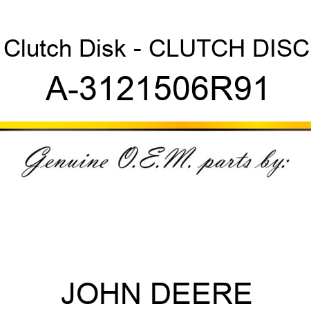 Clutch Disk - CLUTCH DISC A-3121506R91