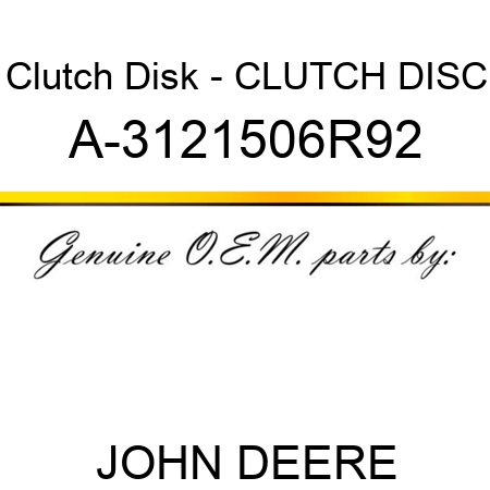 Clutch Disk - CLUTCH DISC A-3121506R92