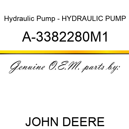 Hydraulic Pump - HYDRAULIC PUMP A-3382280M1
