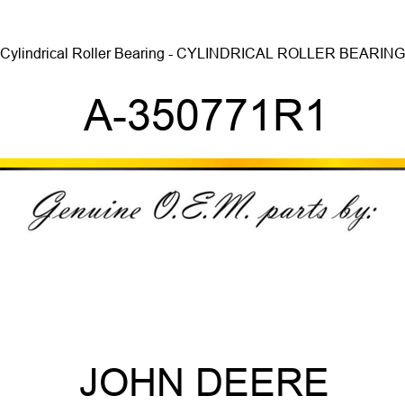 Cylindrical Roller Bearing - CYLINDRICAL ROLLER BEARING A-350771R1
