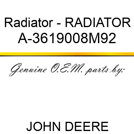 Radiator - RADIATOR A-3619008M92