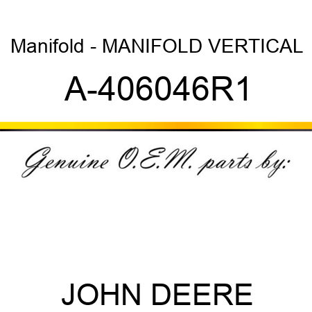 Manifold - MANIFOLD, VERTICAL A-406046R1