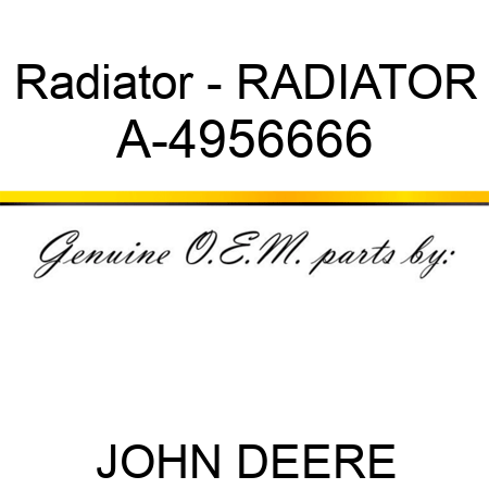 Radiator - RADIATOR A-4956666