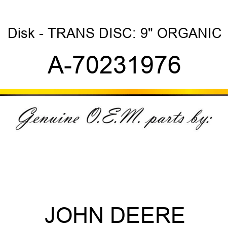 Disk - TRANS DISC: 9