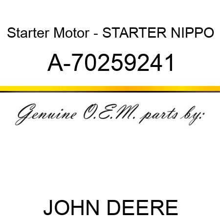 Starter Motor - STARTER, NIPPO A-70259241