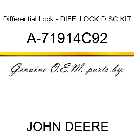 Differential Lock - DIFF. LOCK DISC KIT A-71914C92