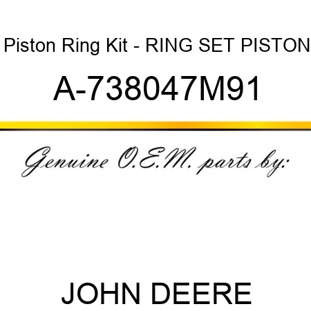 Piston Ring Kit - RING SET, PISTON A-738047M91