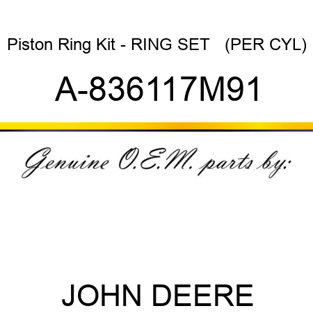 Piston Ring Kit - RING SET   (PER CYL) A-836117M91