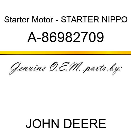 Starter Motor - STARTER, NIPPO A-86982709