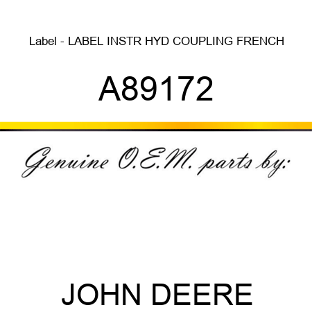 Label - LABEL, INSTR, HYD COUPLING, FRENCH A89172
