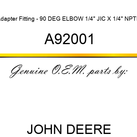 Adapter Fitting - 90 DEG ELBOW, 1/4