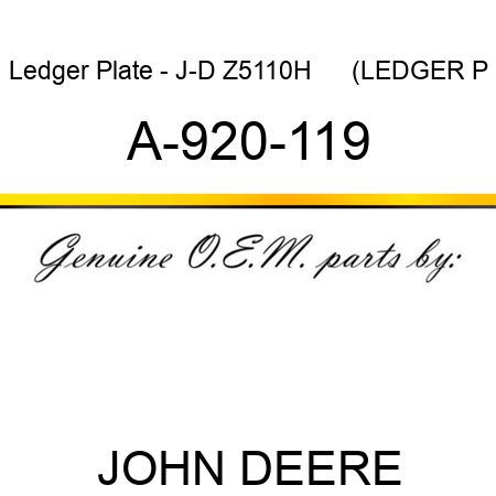 Ledger Plate - J-D Z5110H      (LEDGER P A-920-119