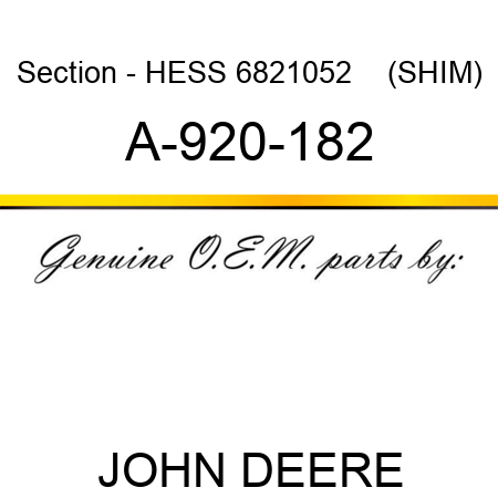 Section - HESS 6821052    (SHIM) A-920-182