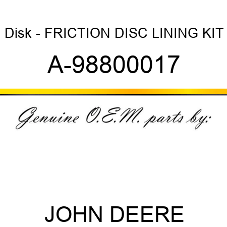 Disk - FRICTION DISC LINING KIT A-98800017
