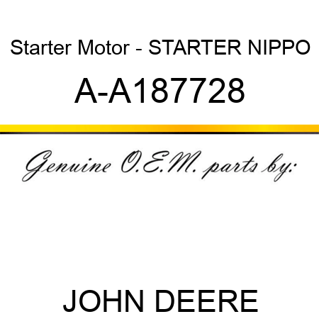 Starter Motor - STARTER, NIPPO A-A187728