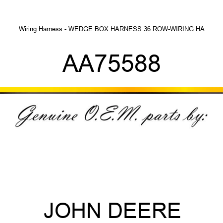 Wiring Harness - WEDGE BOX HARNESS, 36 ROW-WIRING HA AA75588