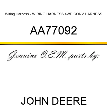 Wiring Harness - WIRING HARNESS, 4WD CONV HARNESS AA77092