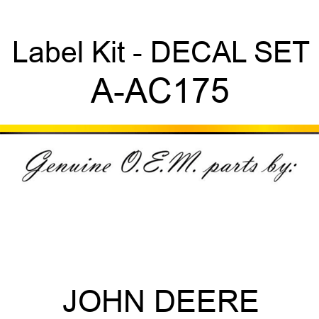 Label Kit - DECAL SET A-AC175
