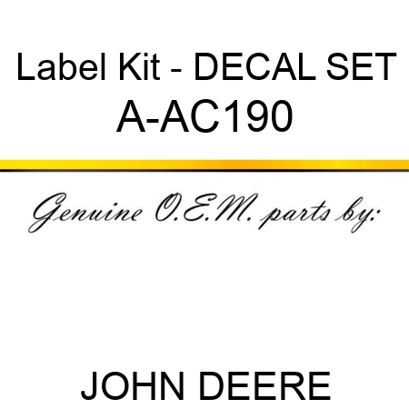 Label Kit - DECAL SET A-AC190