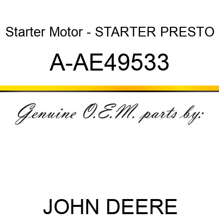 Starter Motor - STARTER, PRESTO A-AE49533