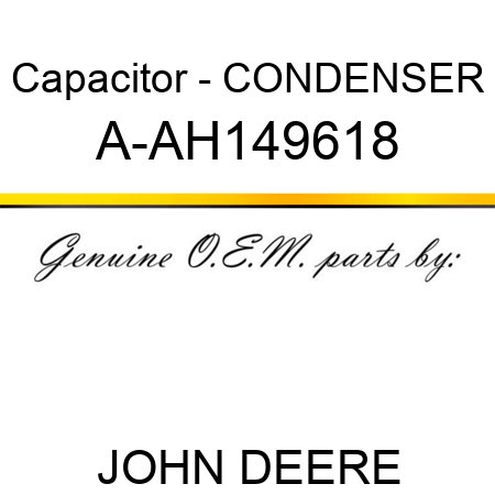 Capacitor - CONDENSER A-AH149618