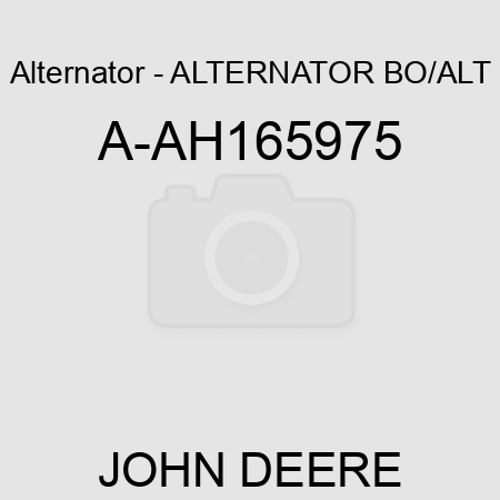 Alternator - ALTERNATOR, BO/ALT A-AH165975