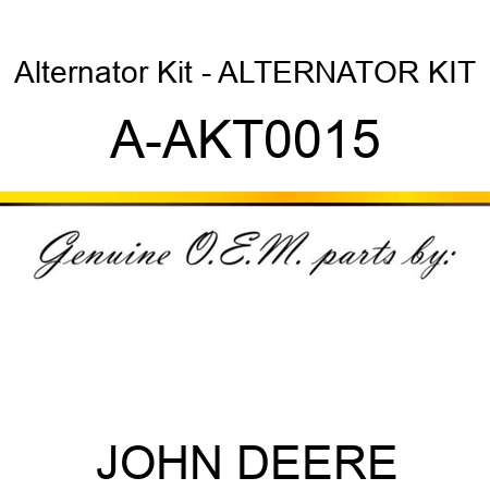 Alternator Kit - ALTERNATOR KIT A-AKT0015