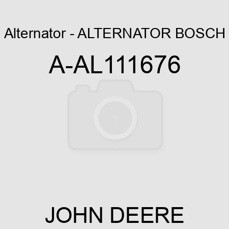 Alternator - ALTERNATOR, BOSCH A-AL111676