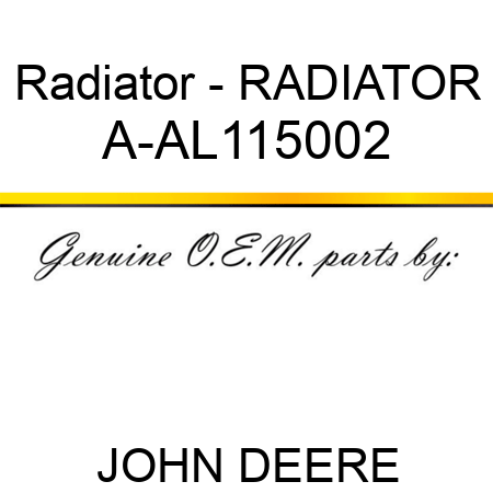 Radiator - RADIATOR A-AL115002