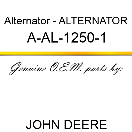 Alternator - ALTERNATOR A-AL-1250-1