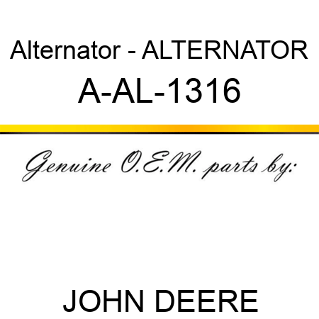 Alternator - ALTERNATOR A-AL-1316